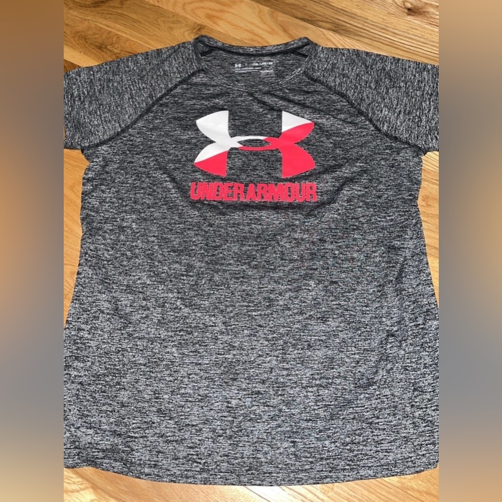 Under Armour Gray and pink Logo T-Shirt